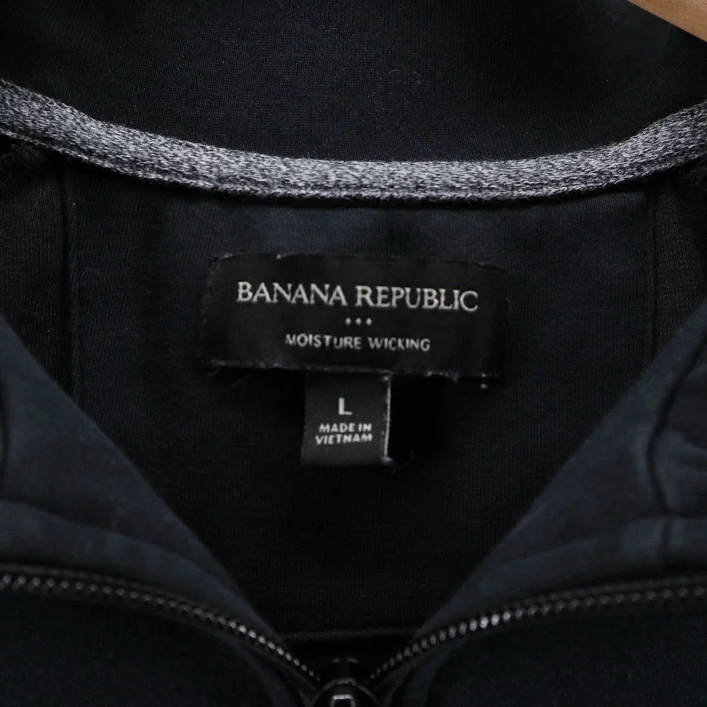 Banana Republic Quarter Zip Pullover Men Large Striped Modern Moisture Wicking